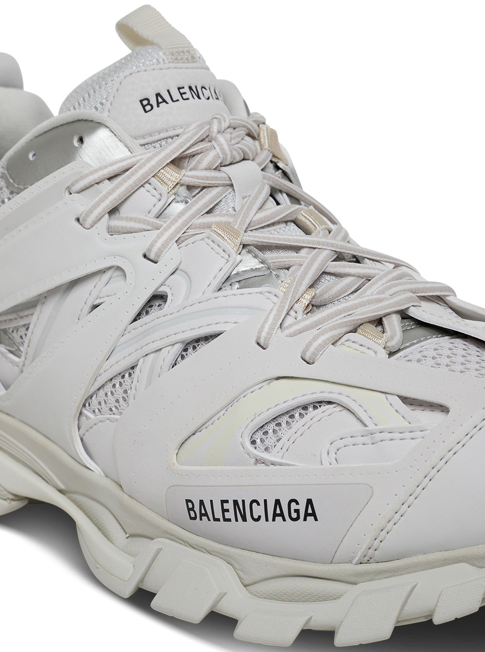 White Track Mesh And Nylon Sneakers Man Balenciaga Polyurethane Polyester