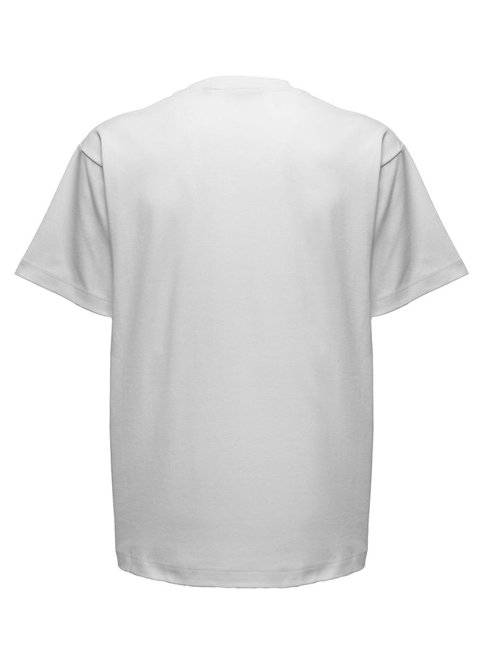 White T-Shirt Jersey With Contrasting Logo Embroidery To The Chest Gcds Man Cotton Tshirts And Polo Shirts