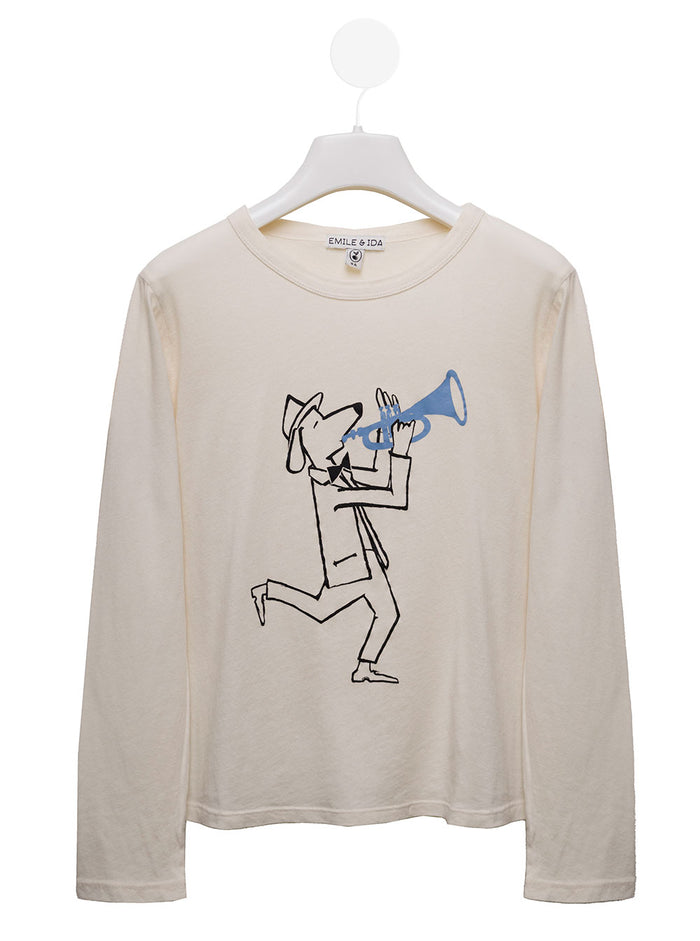 Emile Et Ida Kids Girls Beige Printed Sweater Cotton Jersey