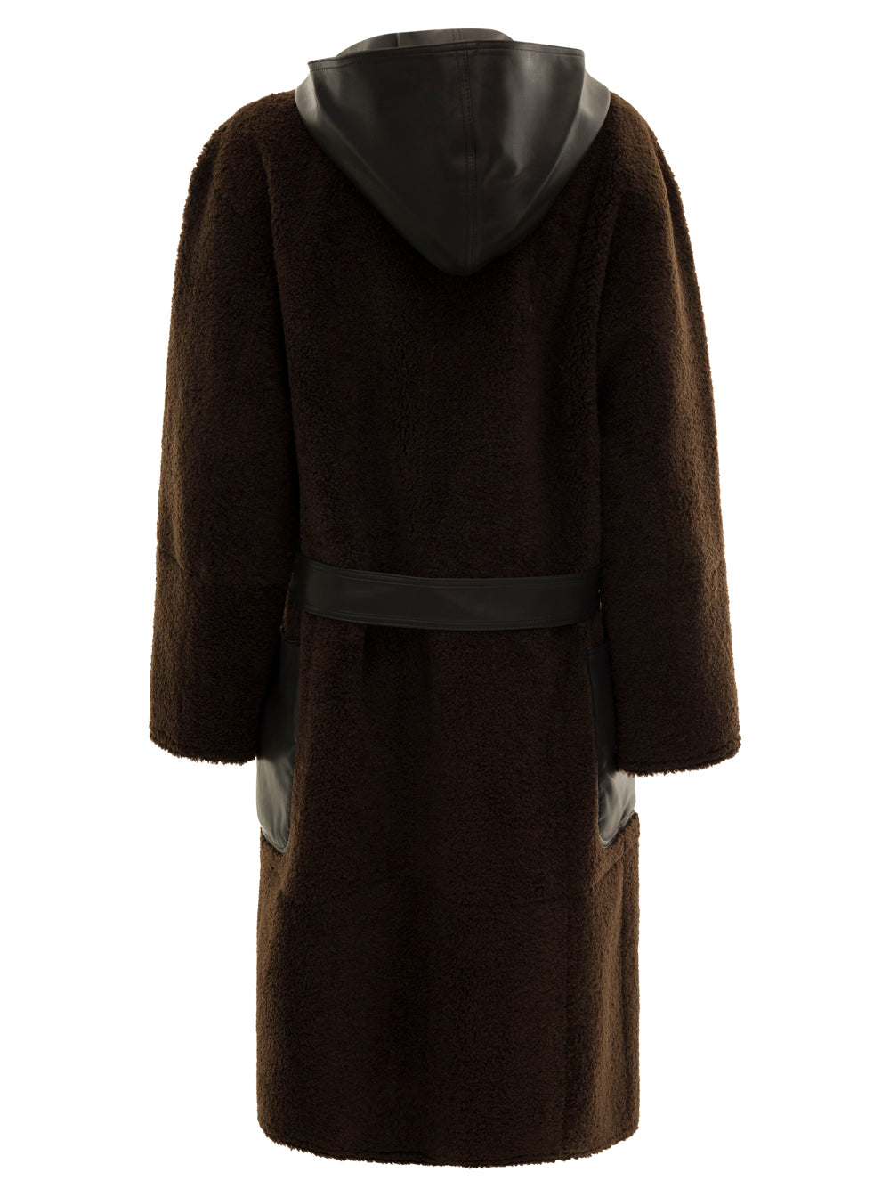 Shearling Reversible Coat Brown Polyester Jackets And Furs