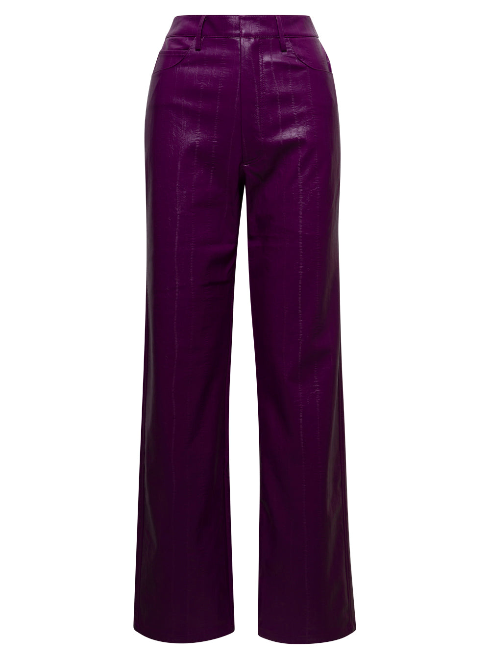 Pants Pu Straighleg Violet Viscose Trousers