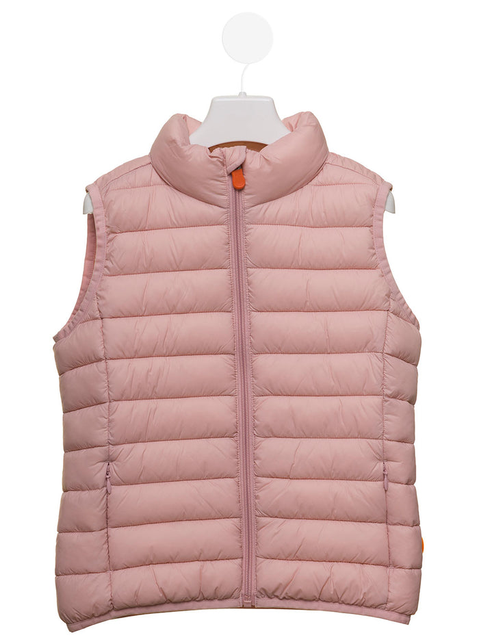 Save The Duck Kids Girls Pink Andy Padded Gilet Nylon Blazers