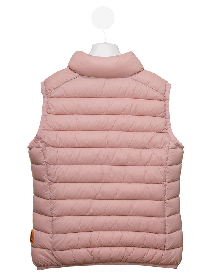Save The Duck Kids Girls Pink Andy Padded Gilet Nylon Blazers