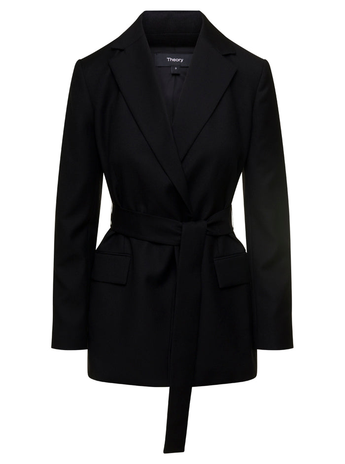 Belt Blazer Black Virgin Wool Blazers