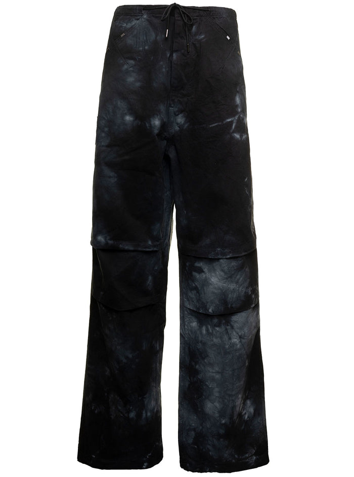 Daisy Black Oversized Tie-Dye Pants Gabardine Woman Darpark Cotton Jean