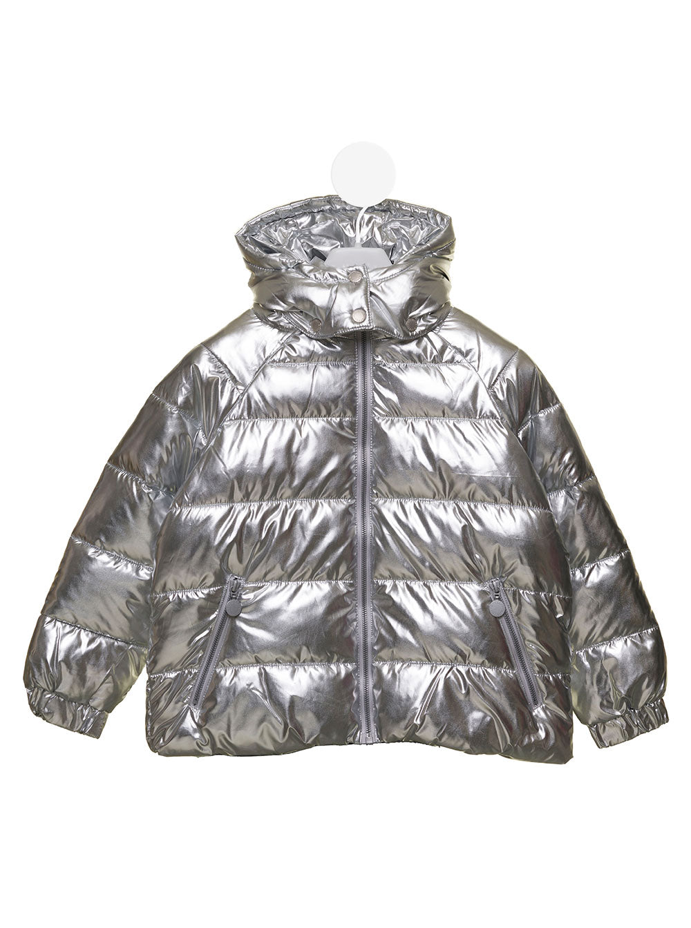 Silver Quilted Jacket Recycled Polyester Girl Stella Mccartney Kids Metallic Down