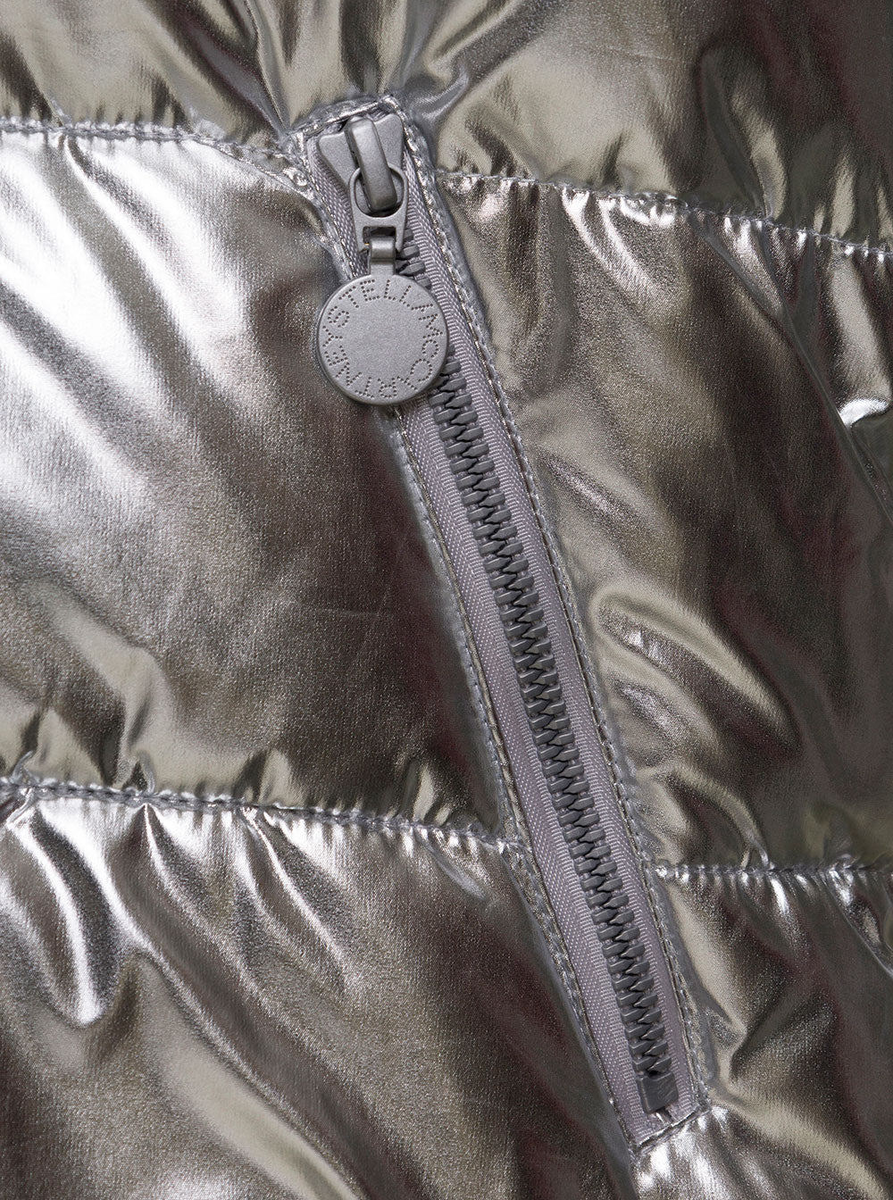 Silver Quilted Jacket Recycled Polyester Girl Stella Mccartney Kids Metallic Down