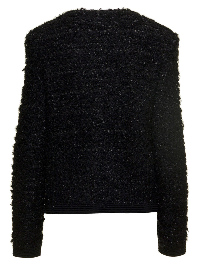 4 Pocket Ribbed Tweed Cardigan Black Blazers
