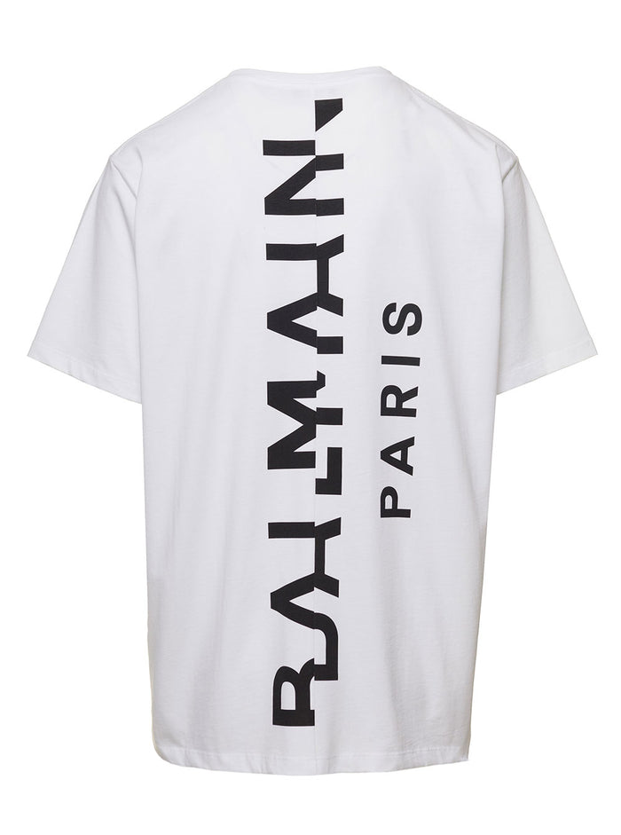 Maxi Balmain Back T-Shirt - Bulky Fit White Cotton Tshirts And Polo Shirts