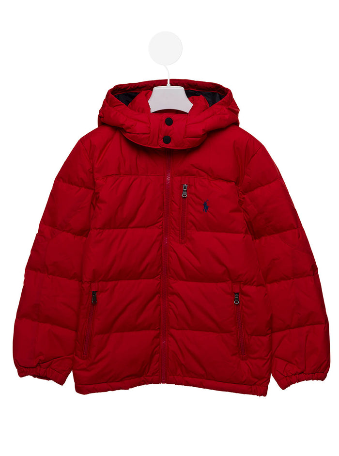 Polo Ralph Lauren Kids Boys Red Hooded Puffer Jacket Polyester (recycled)