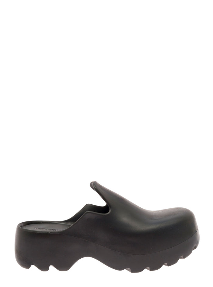 Flash Black Rubber Mules Bottega Veneta Mans Flat Shoes