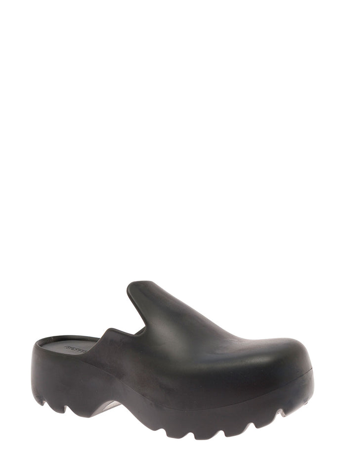 Flash Black Rubber Mules Bottega Veneta Mans Flat Shoes