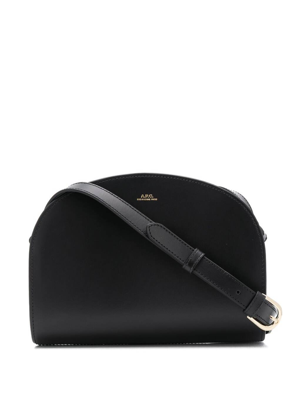 A.p.c. Womans Demi-Lune Black Leather Crossbody Bag Cow