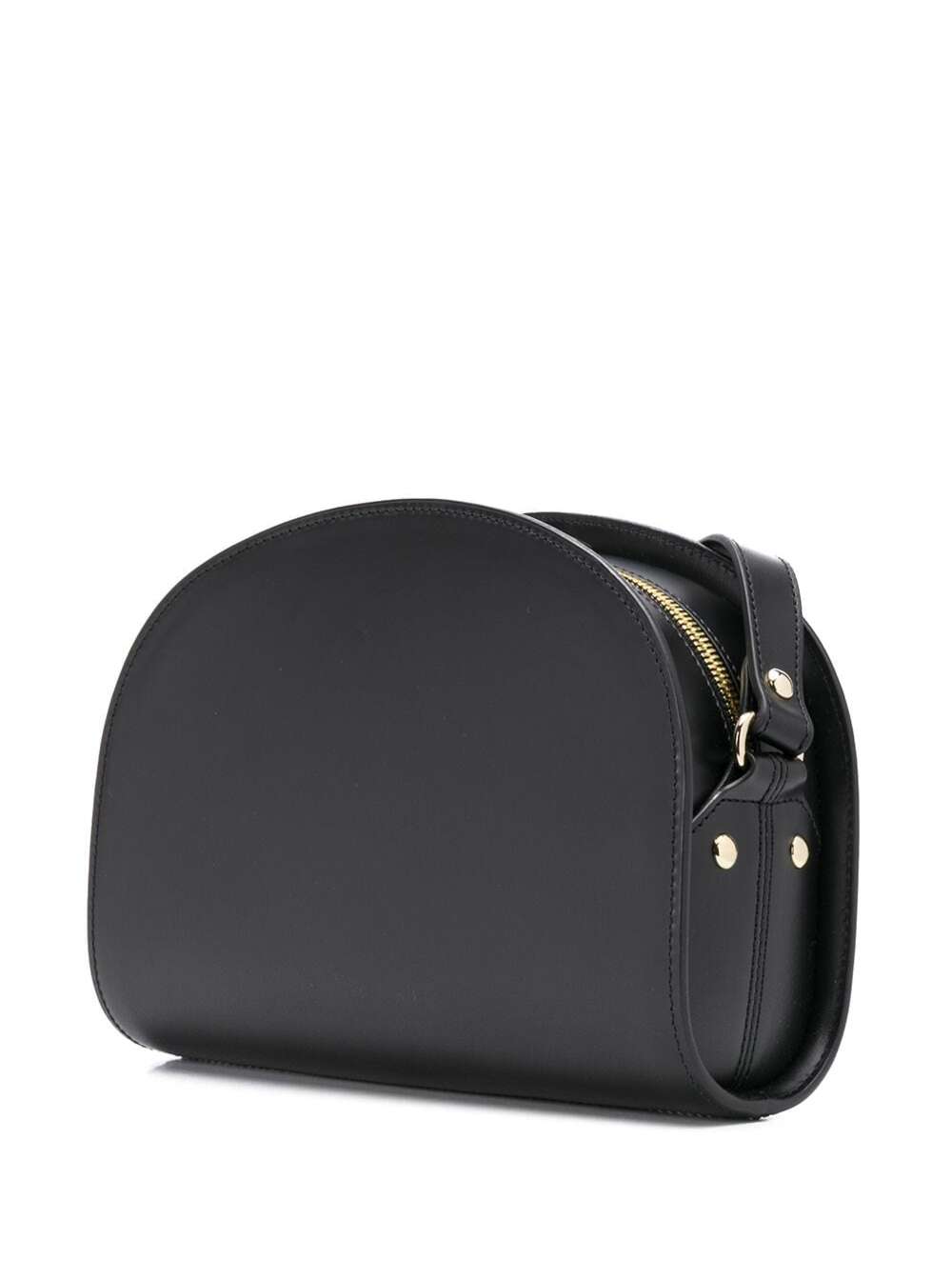A.p.c. Womans Demi-Lune Black Leather Crossbody Bag Cow