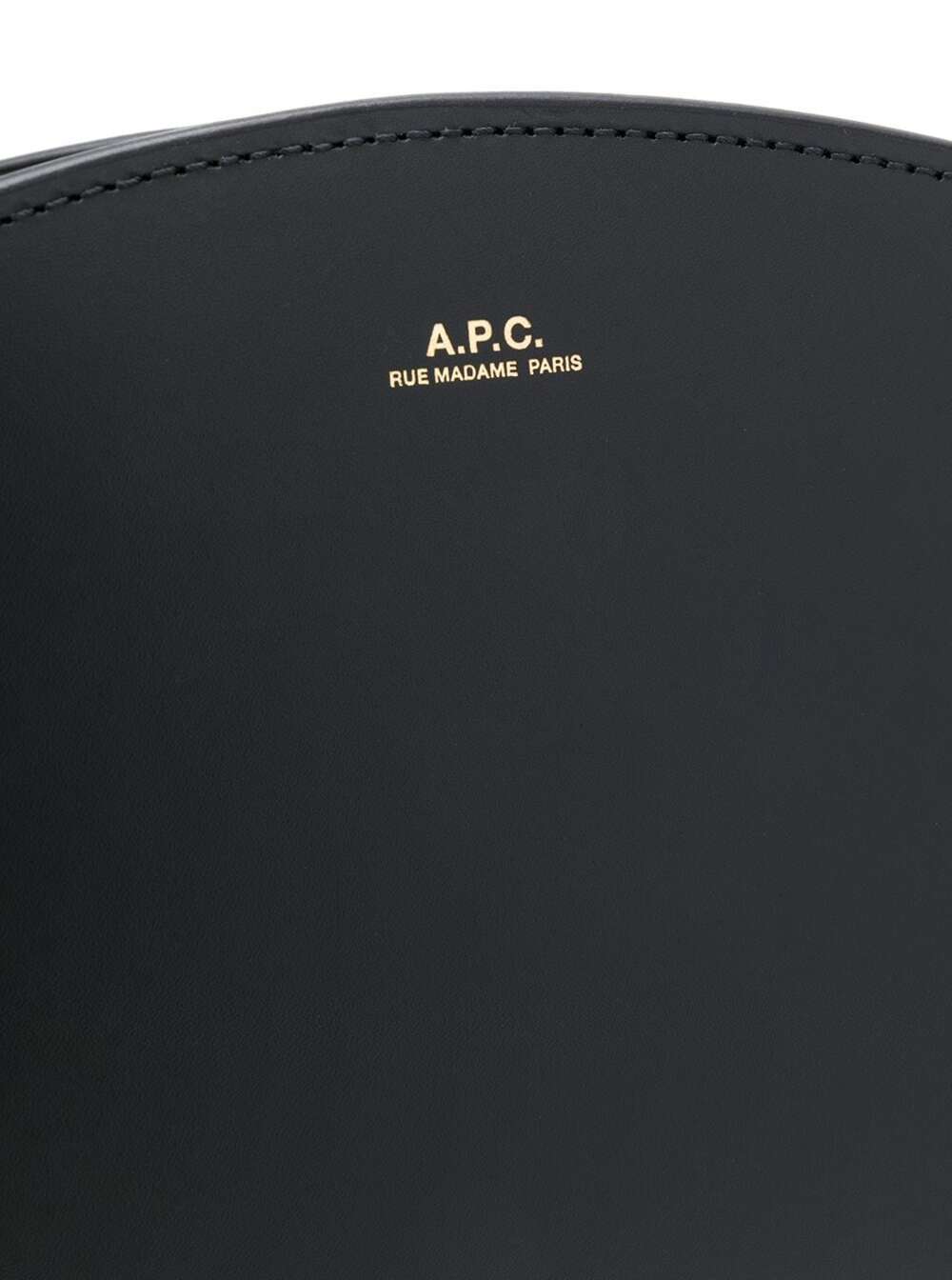 A.p.c. Womans Demi-Lune Black Leather Crossbody Bag Cow