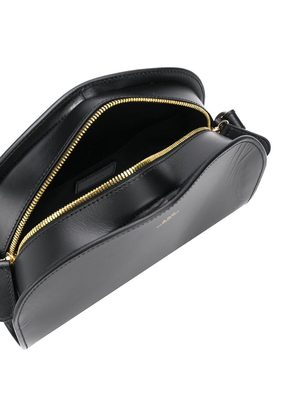 A.p.c. Womans Demi-Lune Black Leather Crossbody Bag Cow