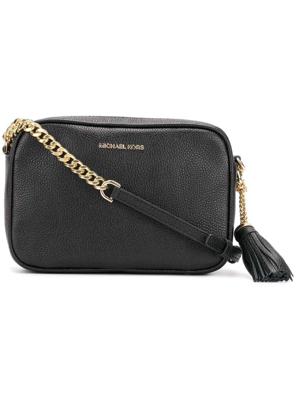 Jet Set Medium Black Leather Crossbody Bag M Michael Kors Woman Cow