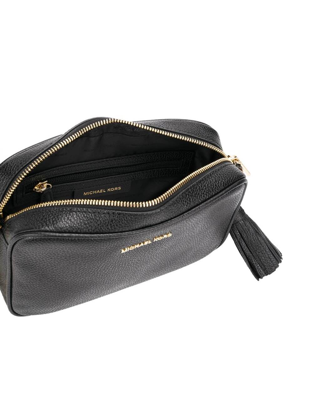 Jet Set Medium Black Leather Crossbody Bag M Michael Kors Woman Cow