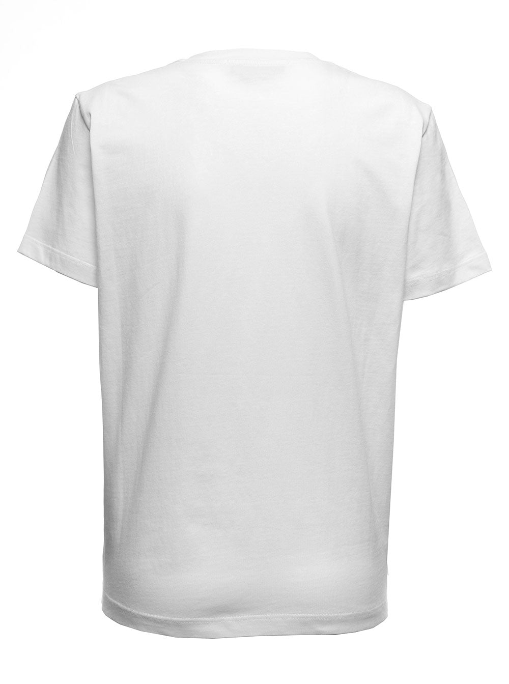 Msgm Womans White Jersey T-Shirt With Logo Print Cotton Tshirts And Polo Shirts