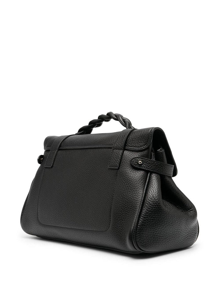 Alexa Heavy Black Leather Crossbody Bag Woman Mulberry Bovine Hand