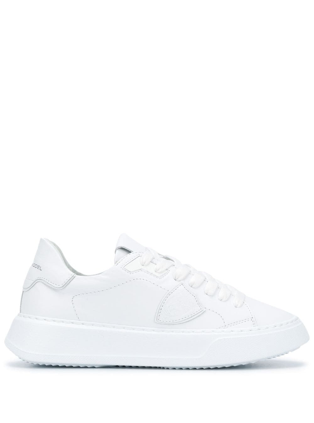 Temple White Leather Low Sneakers Philippe Model Woman Calf