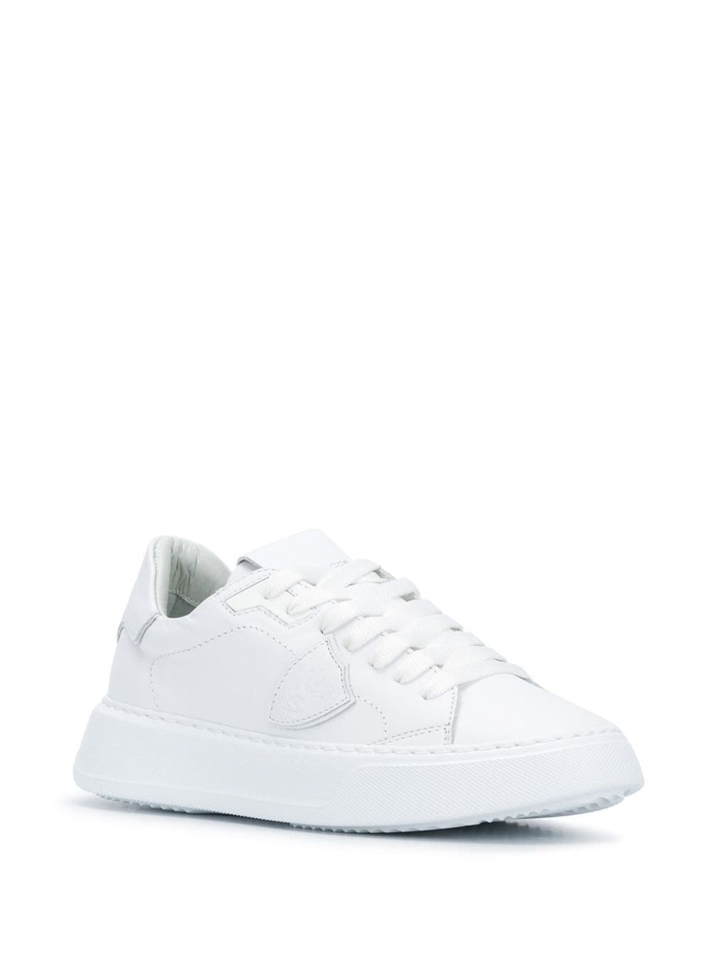 Temple White Leather Low Sneakers Philippe Model Woman Calf