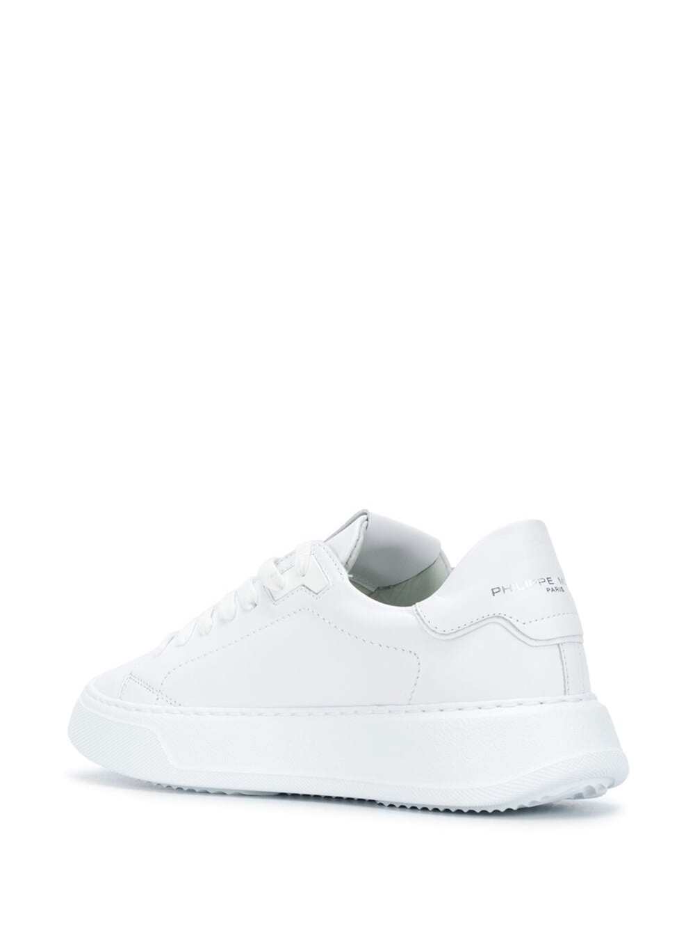 Temple White Leather Low Sneakers Philippe Model Woman Calf