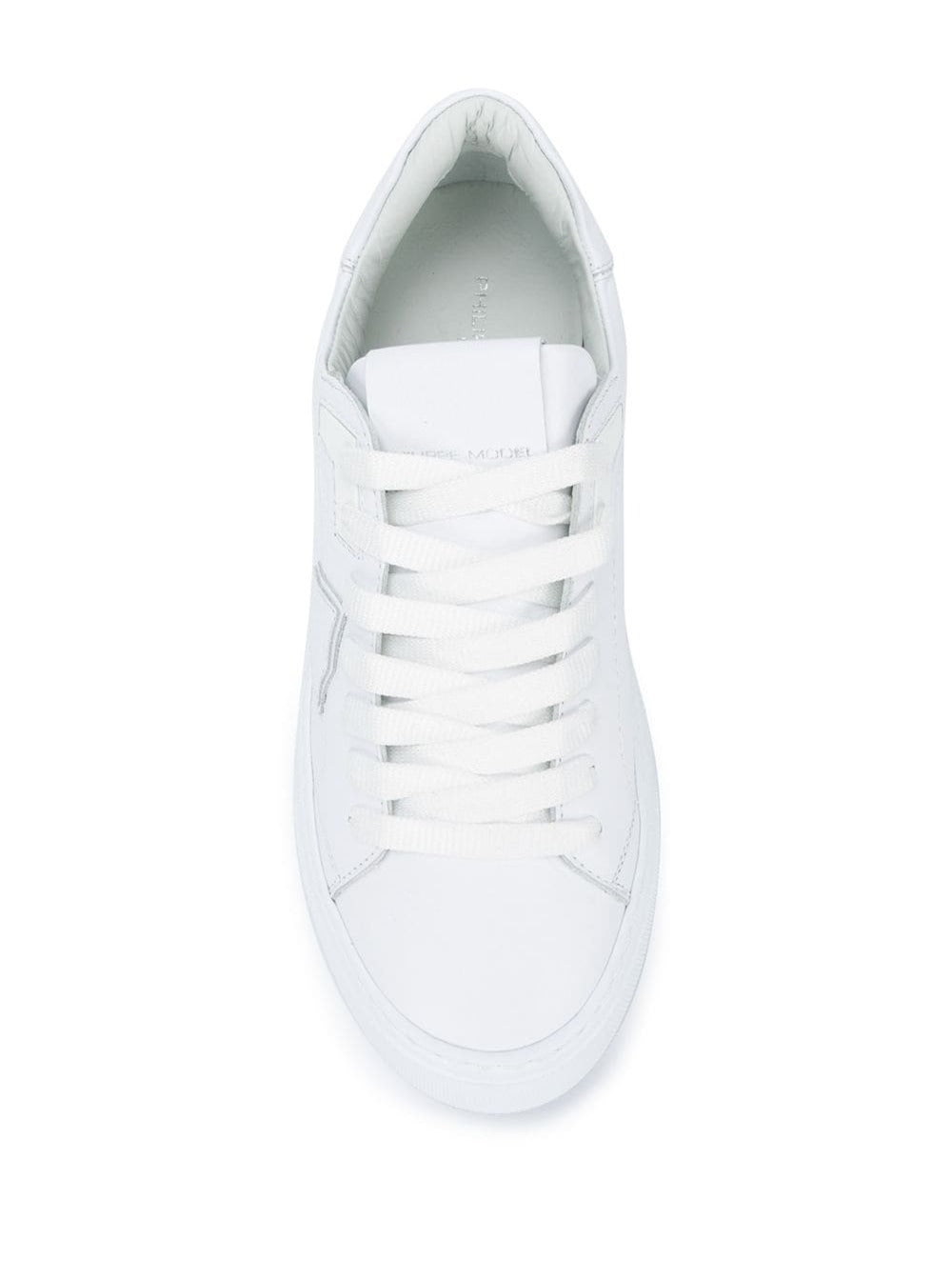 Temple White Leather Low Sneakers Philippe Model Woman Calf