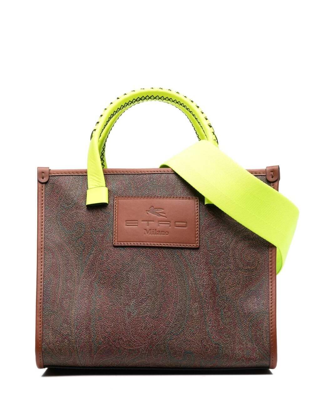 Shopping Paisley Brown Cotton Polyester Shoulder Bags