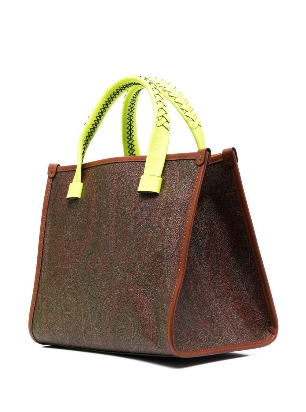 Shopping Paisley Brown Cotton Polyester Shoulder Bags