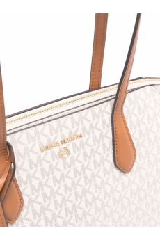 Marylin Grey Shoulder Bag With All-Over Monogram Woman M Michael Kors White Pvc Polyester Polyurethane Crossbody