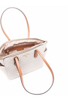 Marylin Grey Shoulder Bag With All-Over Monogram Woman M Michael Kors White Pvc Polyester Polyurethane Crossbody