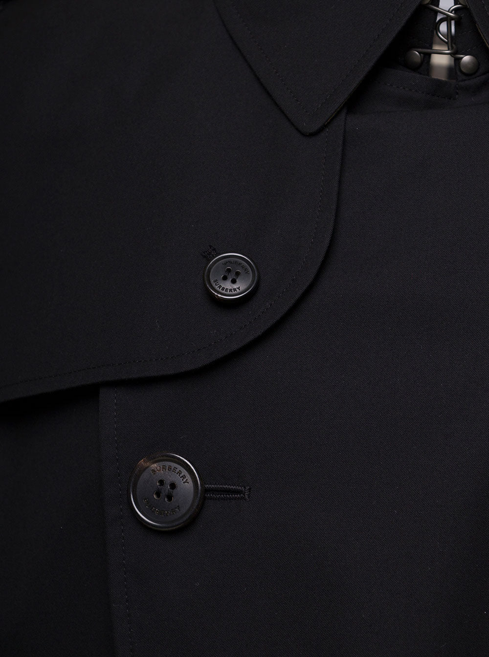 Burberry Mens Double-Breasted Black Cotton Trench Coat With Belt
