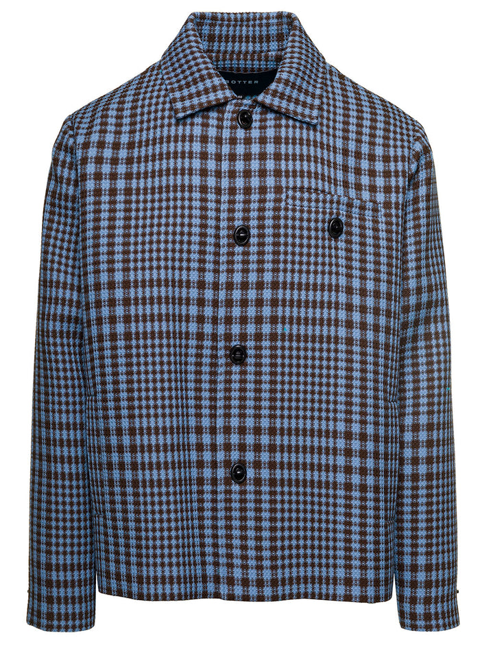 Multicolor Caribbean Check Shirt Jacket Wool Man Botter Blu Virgin
