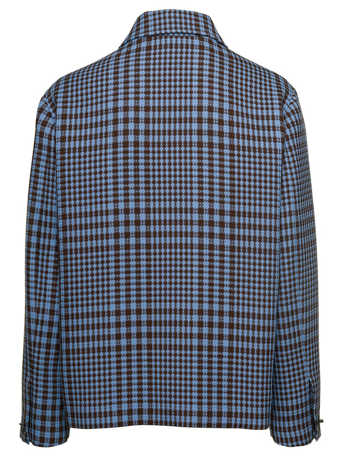 Multicolor Caribbean Check Shirt Jacket Wool Man Botter Blu Virgin