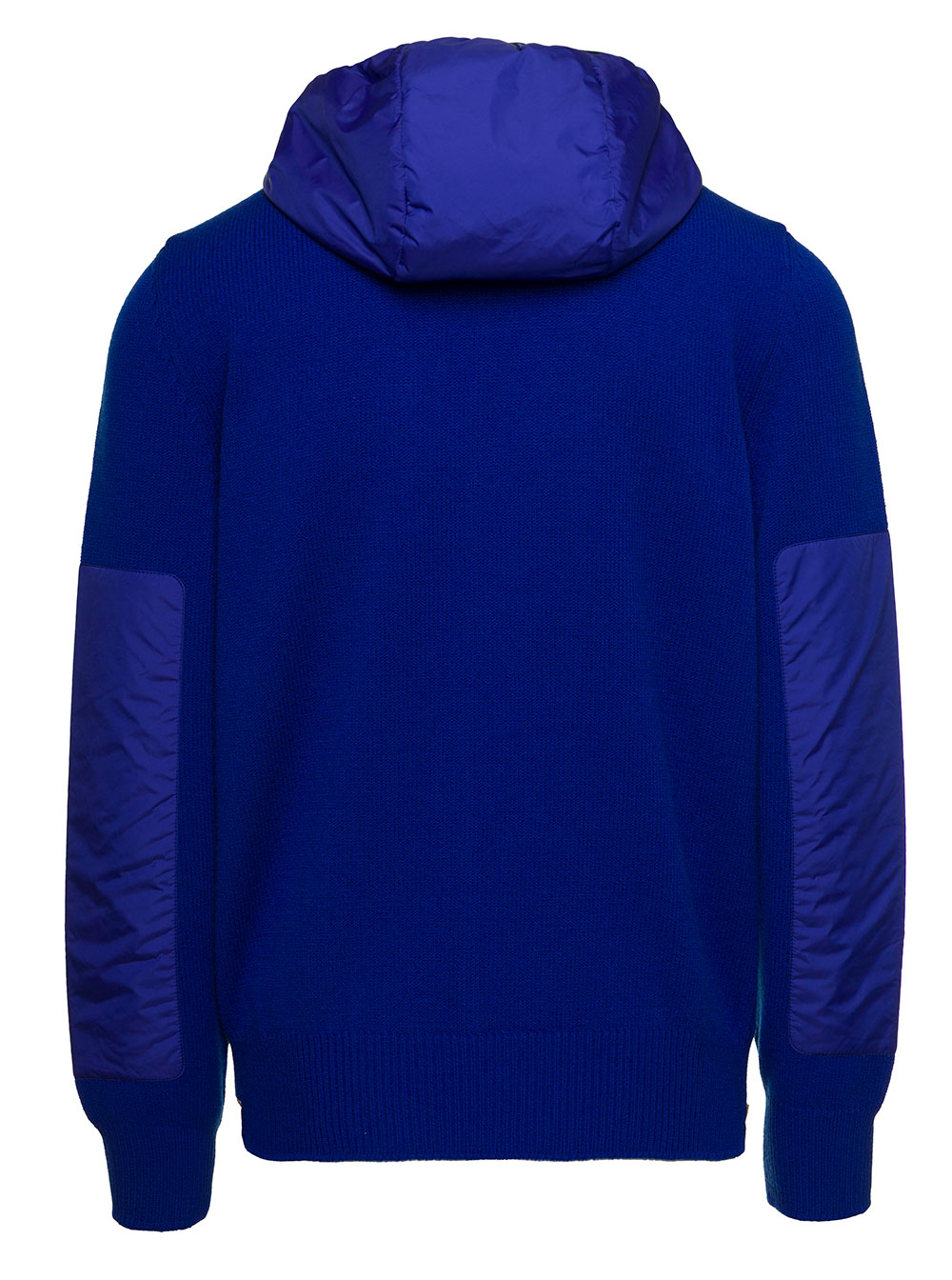 Blue Cardigan With Nylon Inserts And Hood Wool Man Moncler Grenoble Blu Jersey