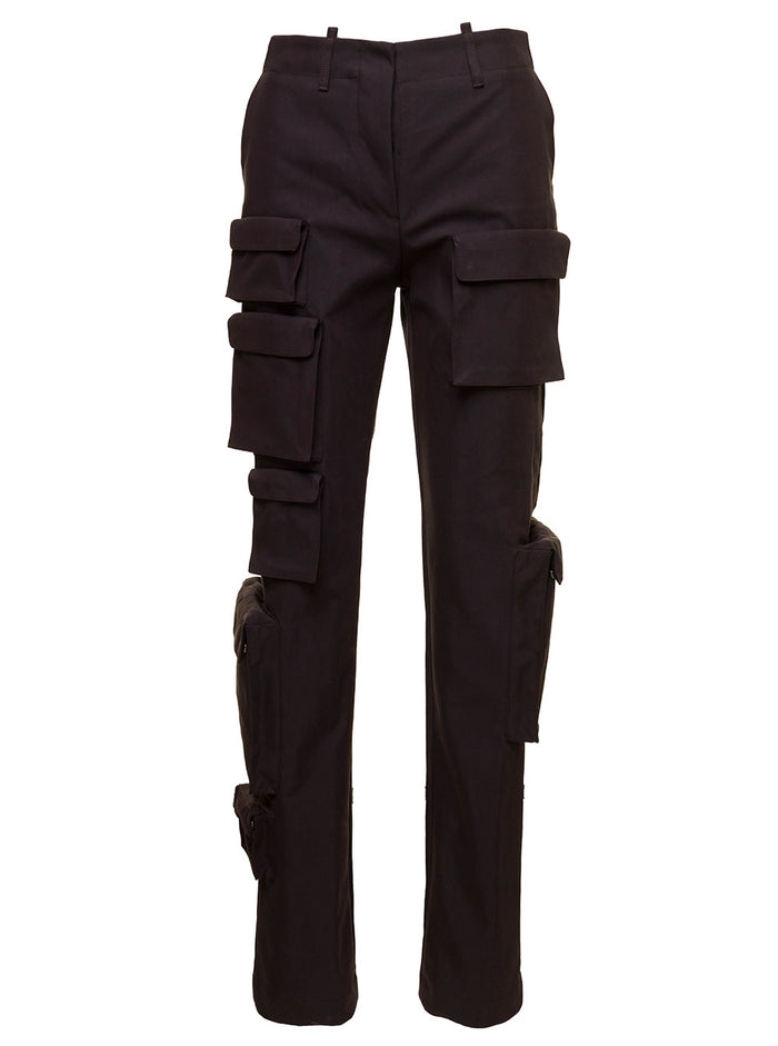 Multipocket Cargo Pants Brown Cotton Polyamide Trousers