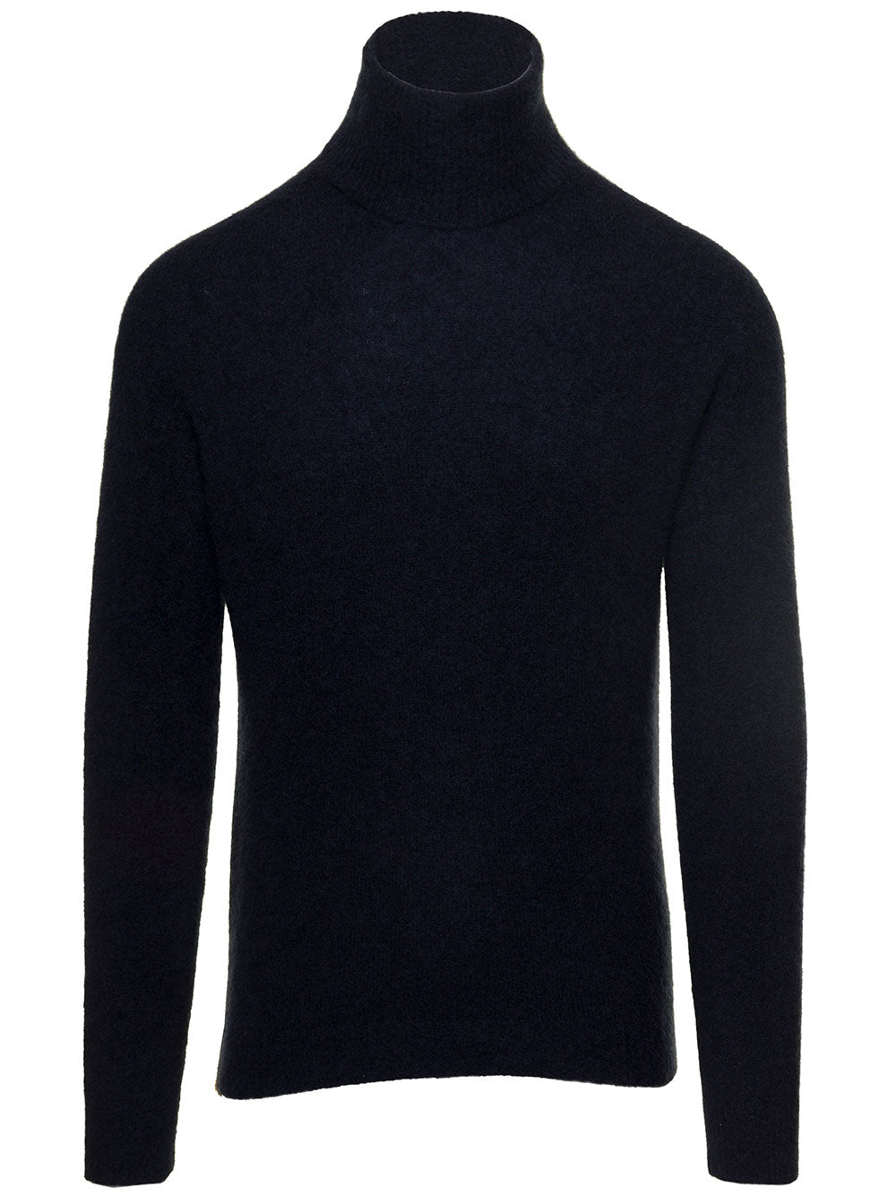 Blue Turtleneck With Roll-Collar Cashmere And Silk Man Roberto Collina Blu Jersey