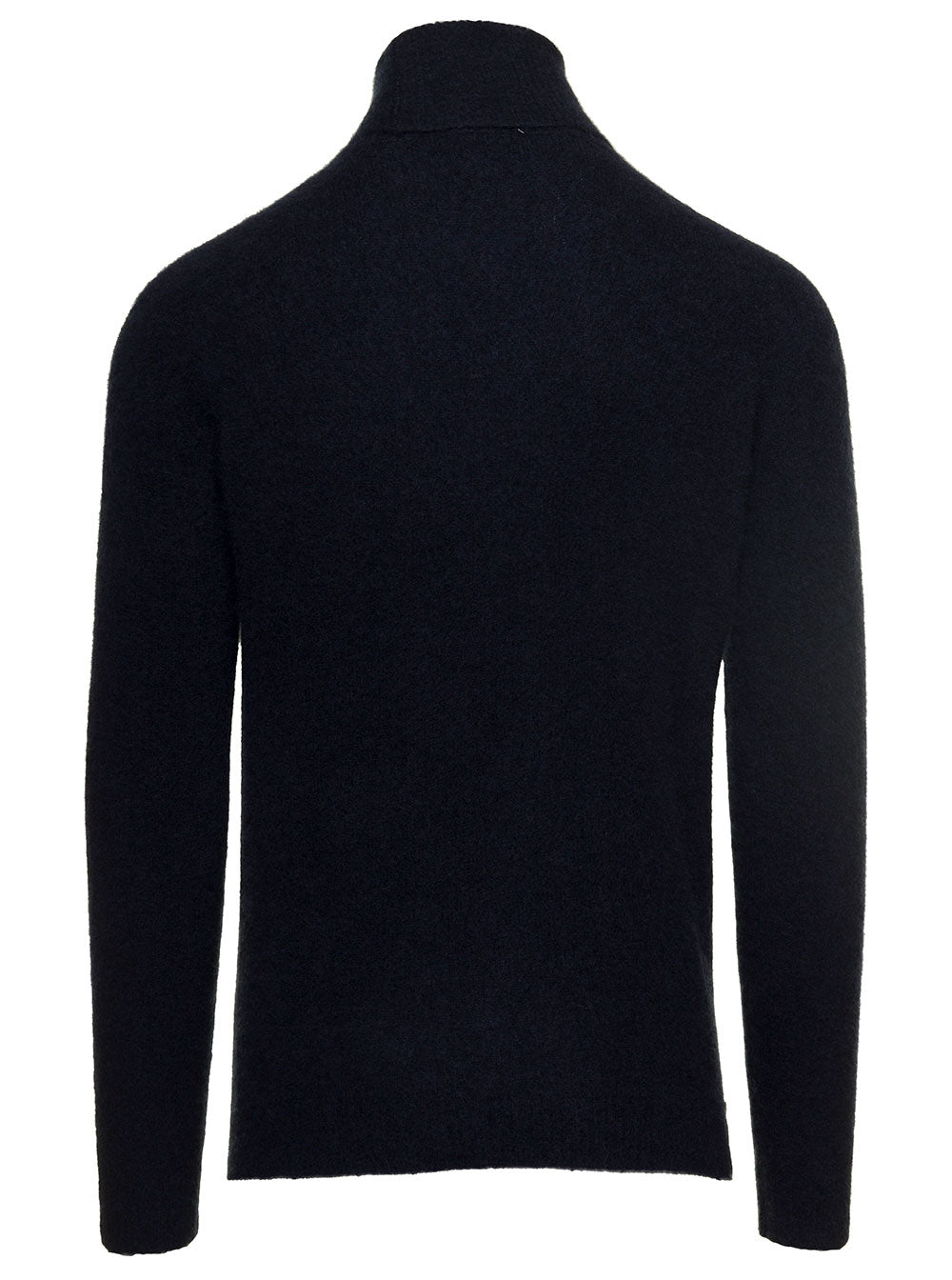 Blue Turtleneck With Roll-Collar Cashmere And Silk Man Roberto Collina Blu Jersey
