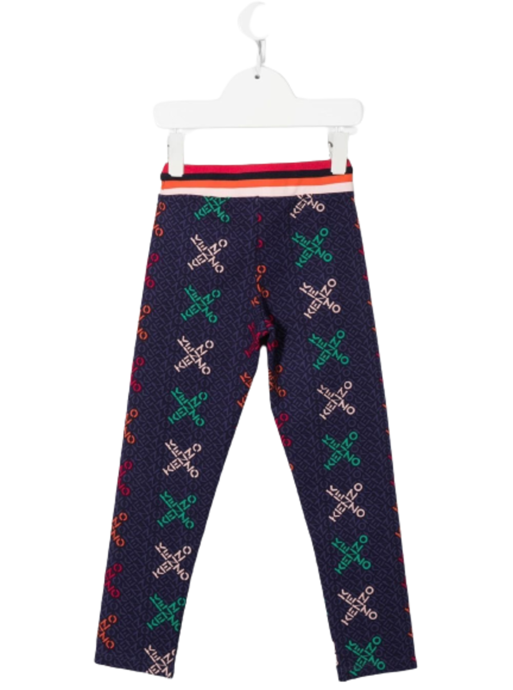 Leggings Viscosa Blu Con Stampa Loghi Colorati Kenzo Kids Viscose Polyamide Elastane Trousers
