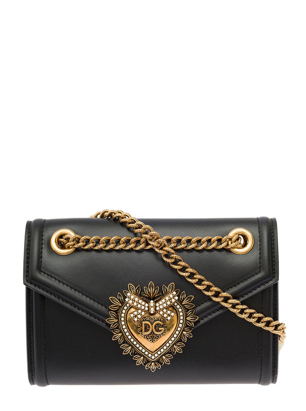 Devotion Black Mini Bag With Chain Strap Smooth Leather Woman Dolce & Gabbana Crossbody