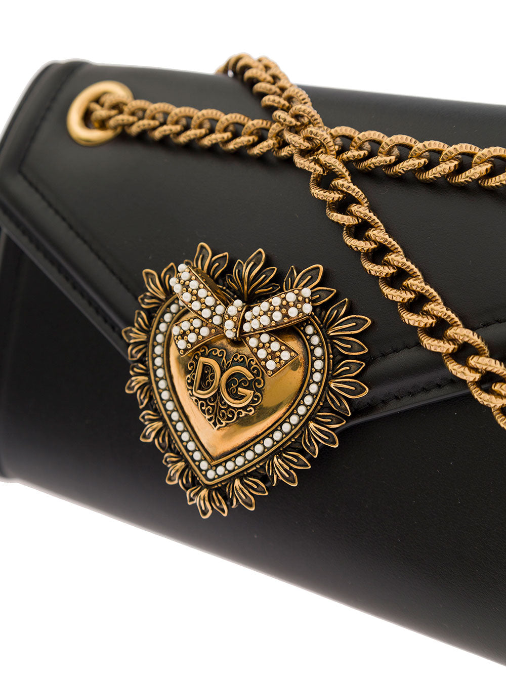 Devotion Black Mini Bag With Chain Strap Smooth Leather Woman Dolce & Gabbana Crossbody