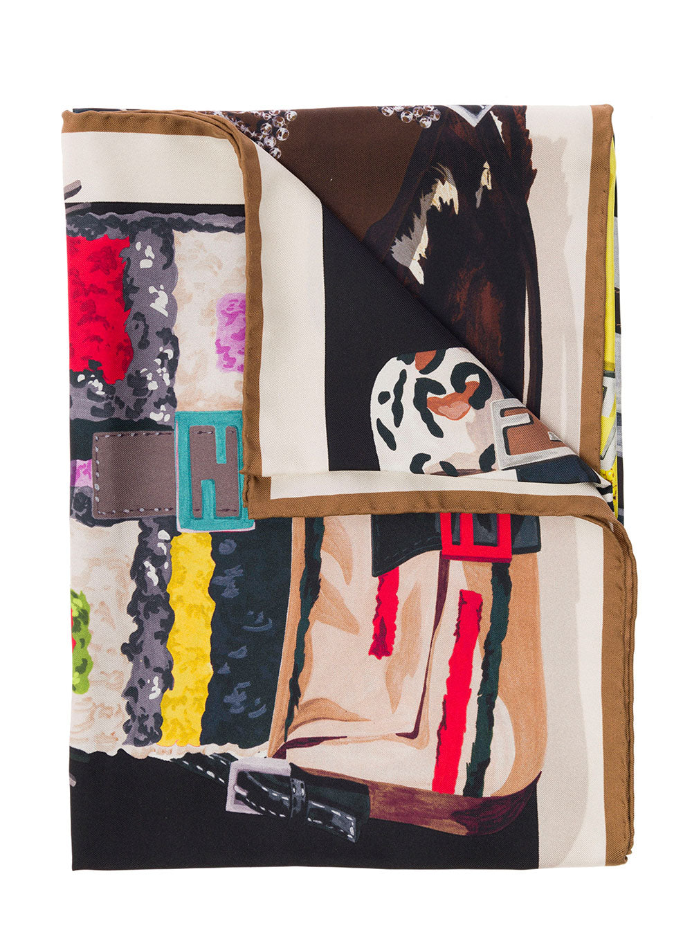 All-Over Baguette Printed Foulard Organic Silk Woman Fendi Scarfs And Foulards