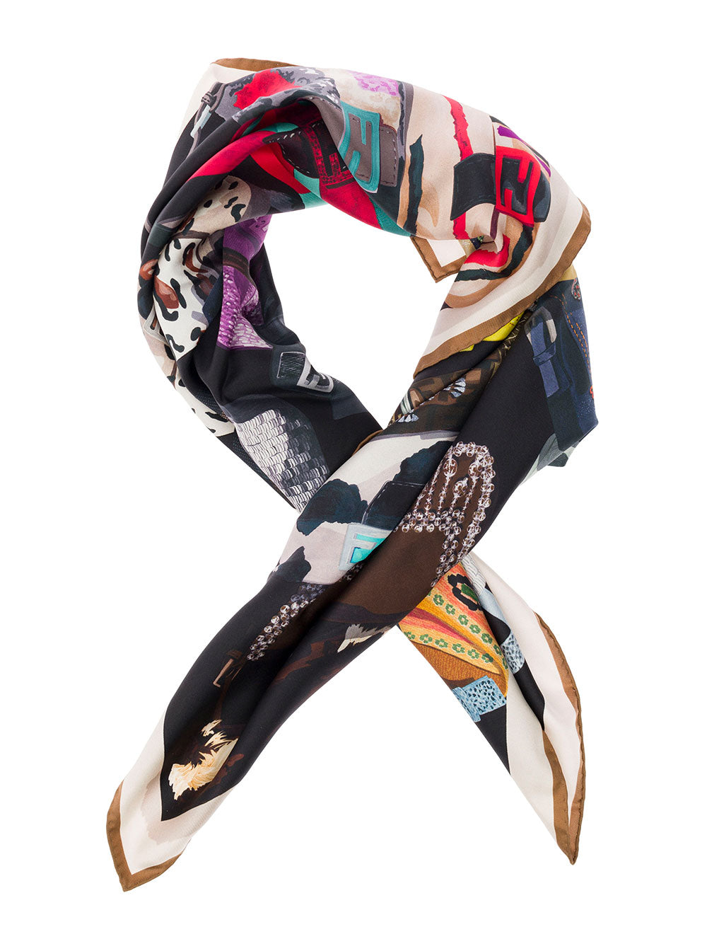 All-Over Baguette Printed Foulard Organic Silk Woman Fendi Scarfs And Foulards