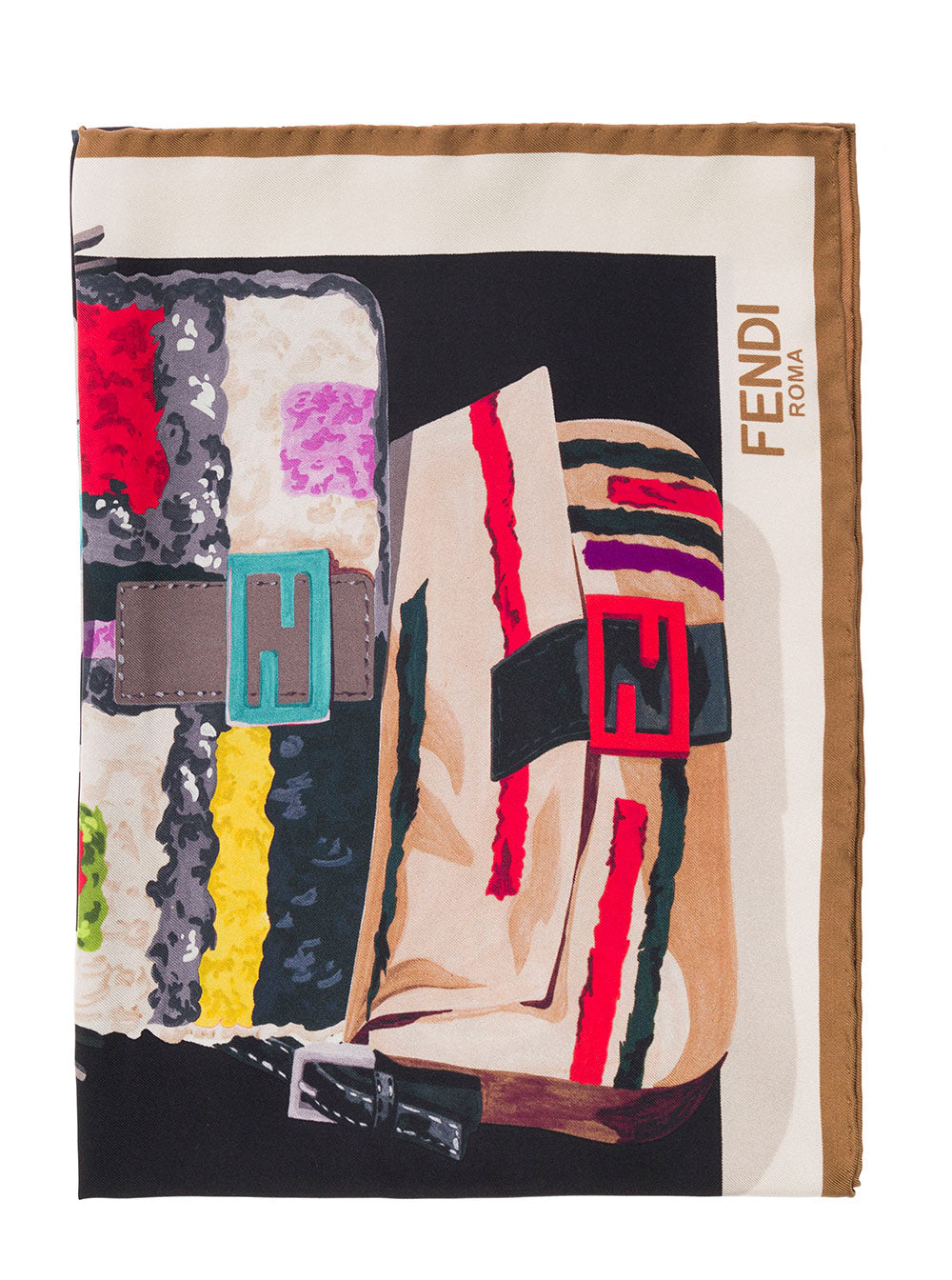 All-Over Baguette Printed Foulard Organic Silk Woman Fendi Scarfs And Foulards