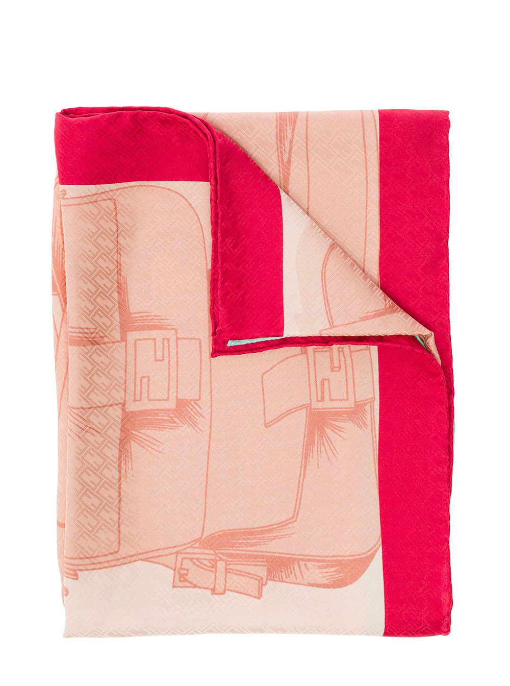 All-Over Baguette Printed Foulard Organic Silk Woman Fendi Pink Scarfs And Foulards