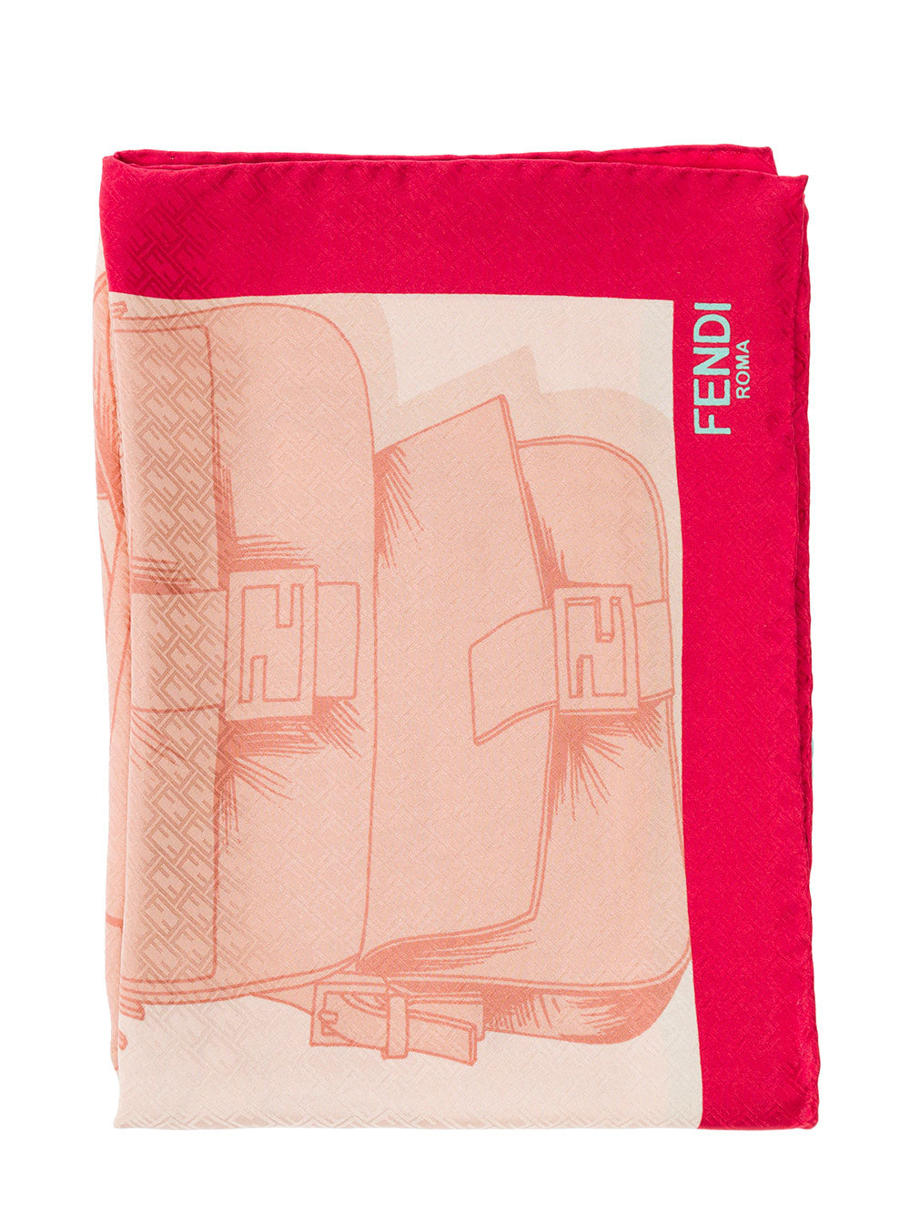 All-Over Baguette Printed Foulard Organic Silk Woman Fendi Pink Scarfs And Foulards