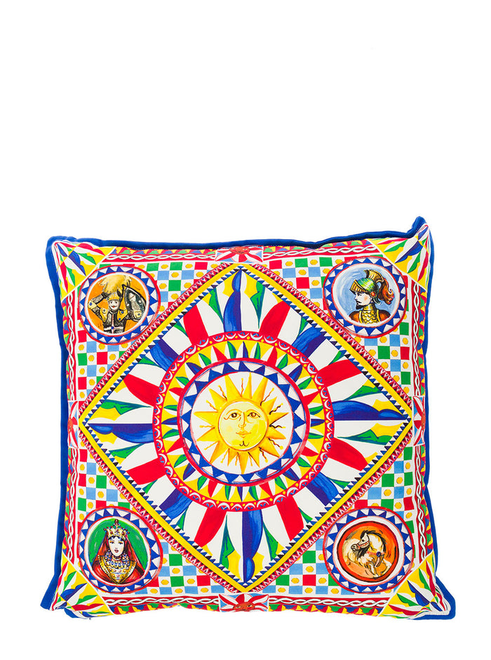 Multicolor Small Cushion With Carretto Foulard Print Cotton Dolce & Gabbana Cushions