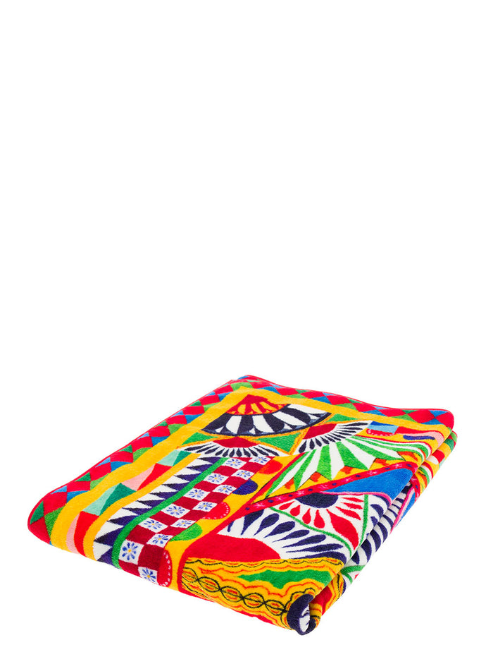 Multicolor Bath Towel Wirh All-Over Carretto Print Cotton Dolce & Gabbana 100 % Towels