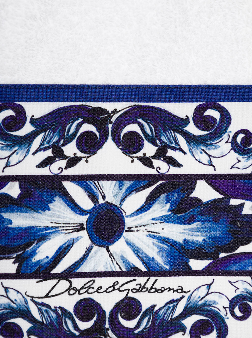 Set Of 5 White And Blue Towels With Mediterraneo Print Cotton Dolce & Gabbana